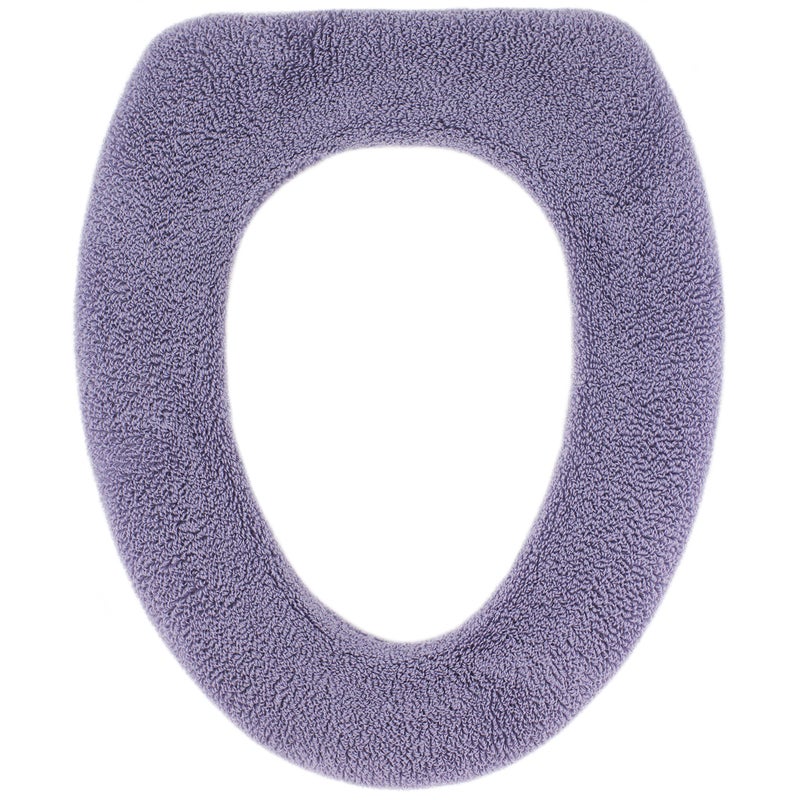 Warm-n-Comfy غطاء مرحاض دافئ ومريح - غطاء مرحاض ناعم وسميك لتدفئة مقاعد المرحاض المستديرة والممدودة 14x18" - قابل لإعادة الاستخدام، قابل للغسل في الغسالة، سهل التركيب - تعبئة جاهزة كهدية - رمادي بنفسجي - Image 1
